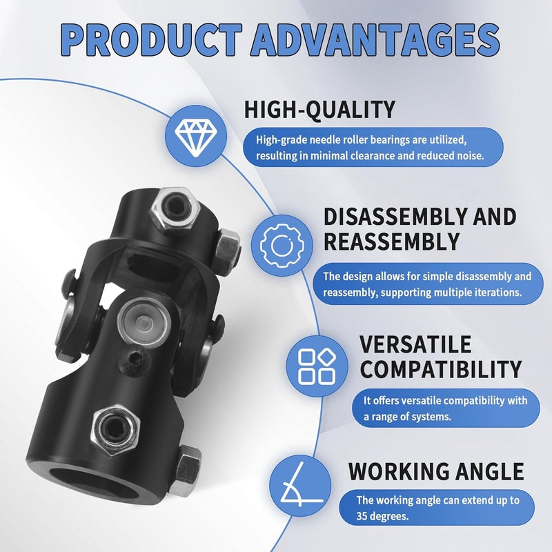 RABROPAR Store 1" DD X 3/4" DD Single Steering Shaft U Joint Coupler Black Steel Universal Coupling - Image 5